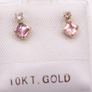 10kDold Tourmaline(0.44CT)diamonds(0.06CT)earrings